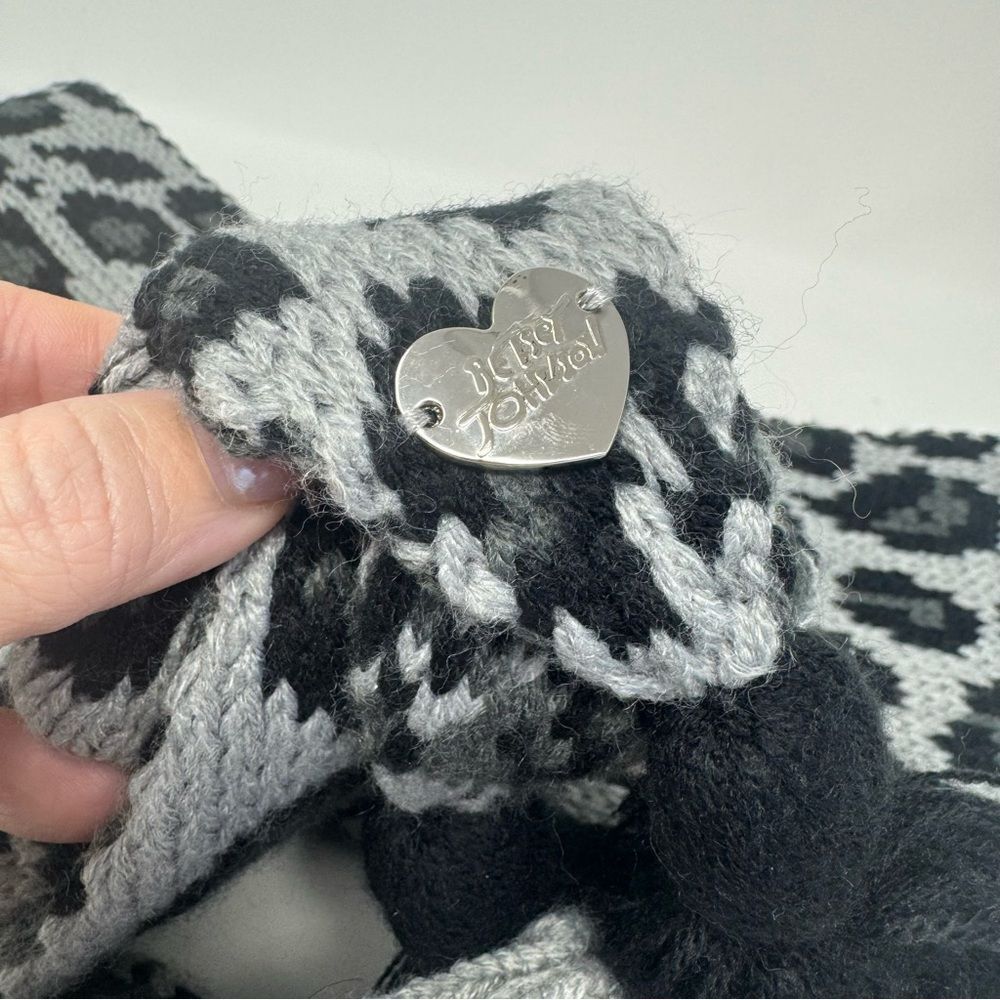 BETSEY JOHNSON | NEW Gray Black Leopard Print 3 Piece Scarf Gloves Headband Set - Picture 6 of 7
